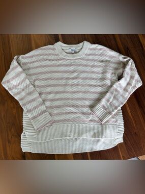 Madewell Striped Cream and Pink Knit Pullover Sweater size small